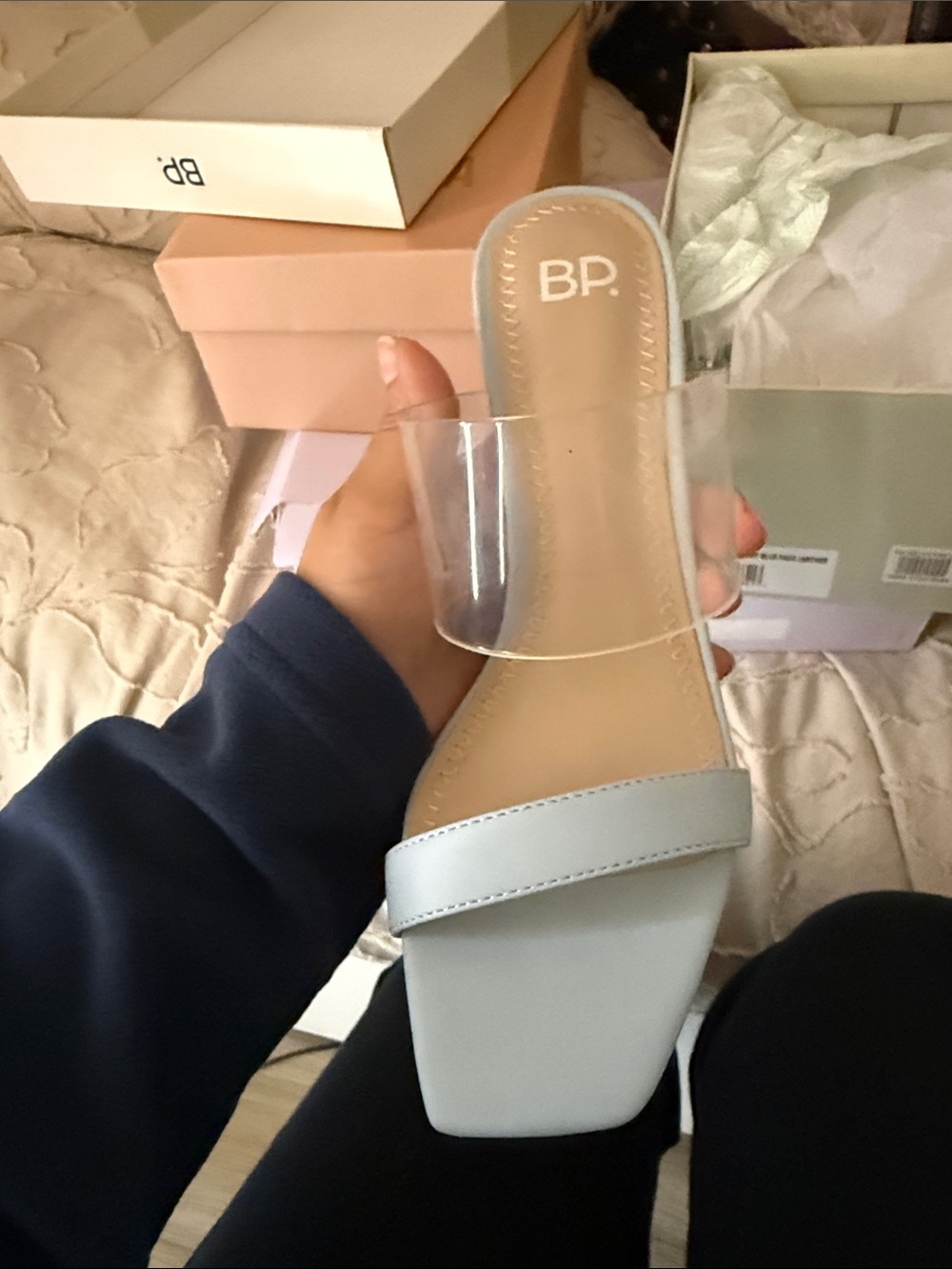 bp Light Blue Clear Strap Square-Toe Slide